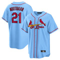 Punc St. Louis Cardinals #21 Lars Nootbaar Player Light Blue Home Game Stitched Jerseys