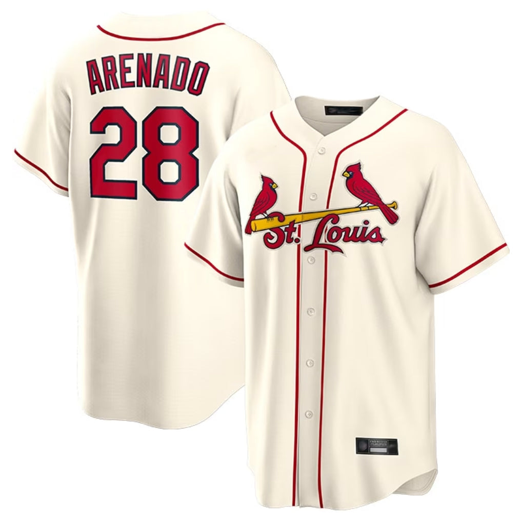 Punc St. Louis Cardinals #28 Nolan Arenado Player Cream Home Game Stitched Jerseys