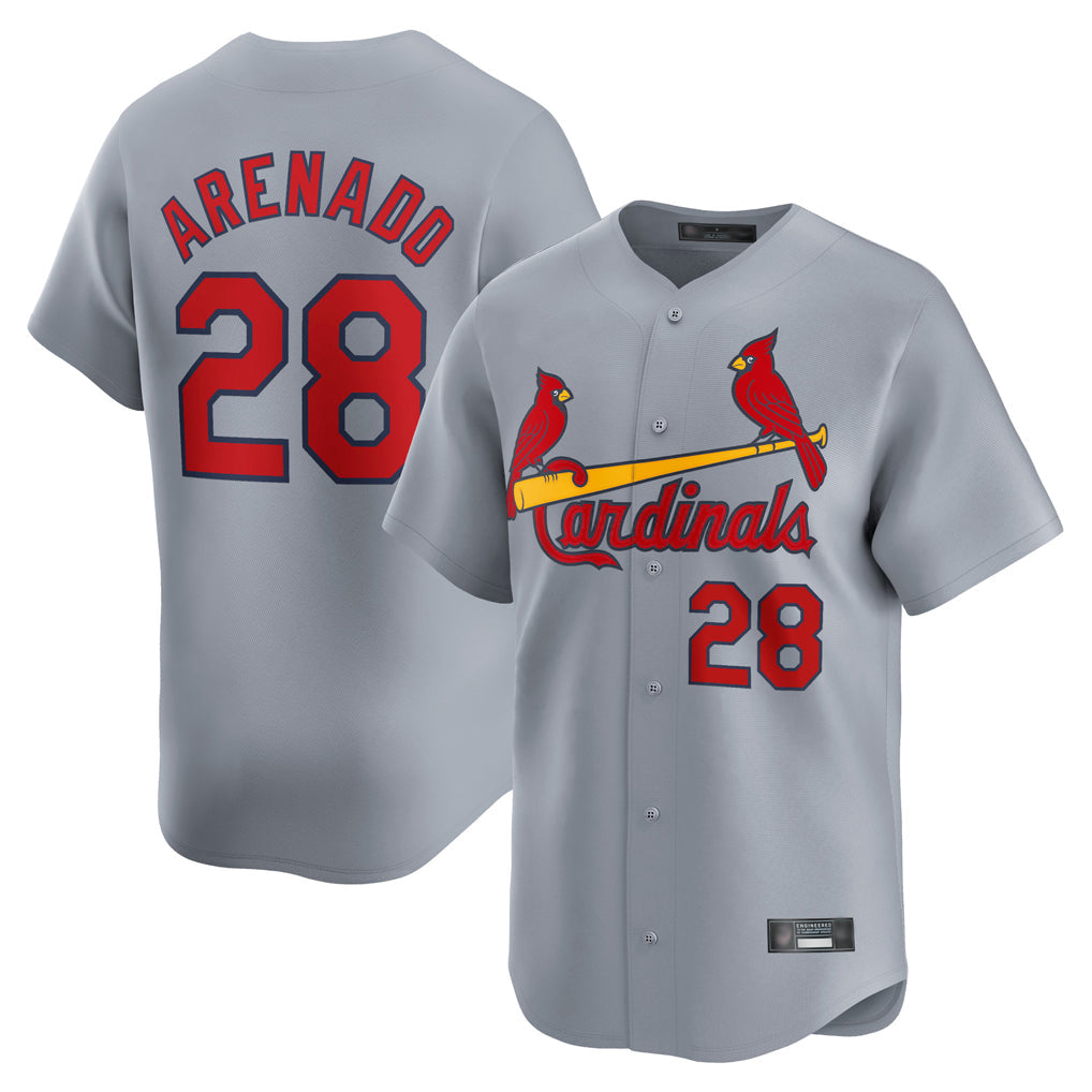 Punc St. Louis Cardinals #28 Nolan Arenado Player Gray Home Limited Stitched Jerseys