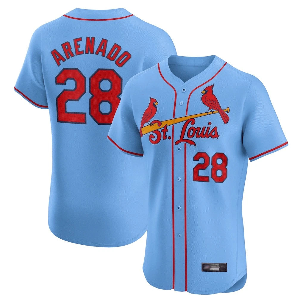 Punc St. Louis Cardinals #28 Nolan Arenado Player Light Blue Home Limited Elite Stitched Jerseys