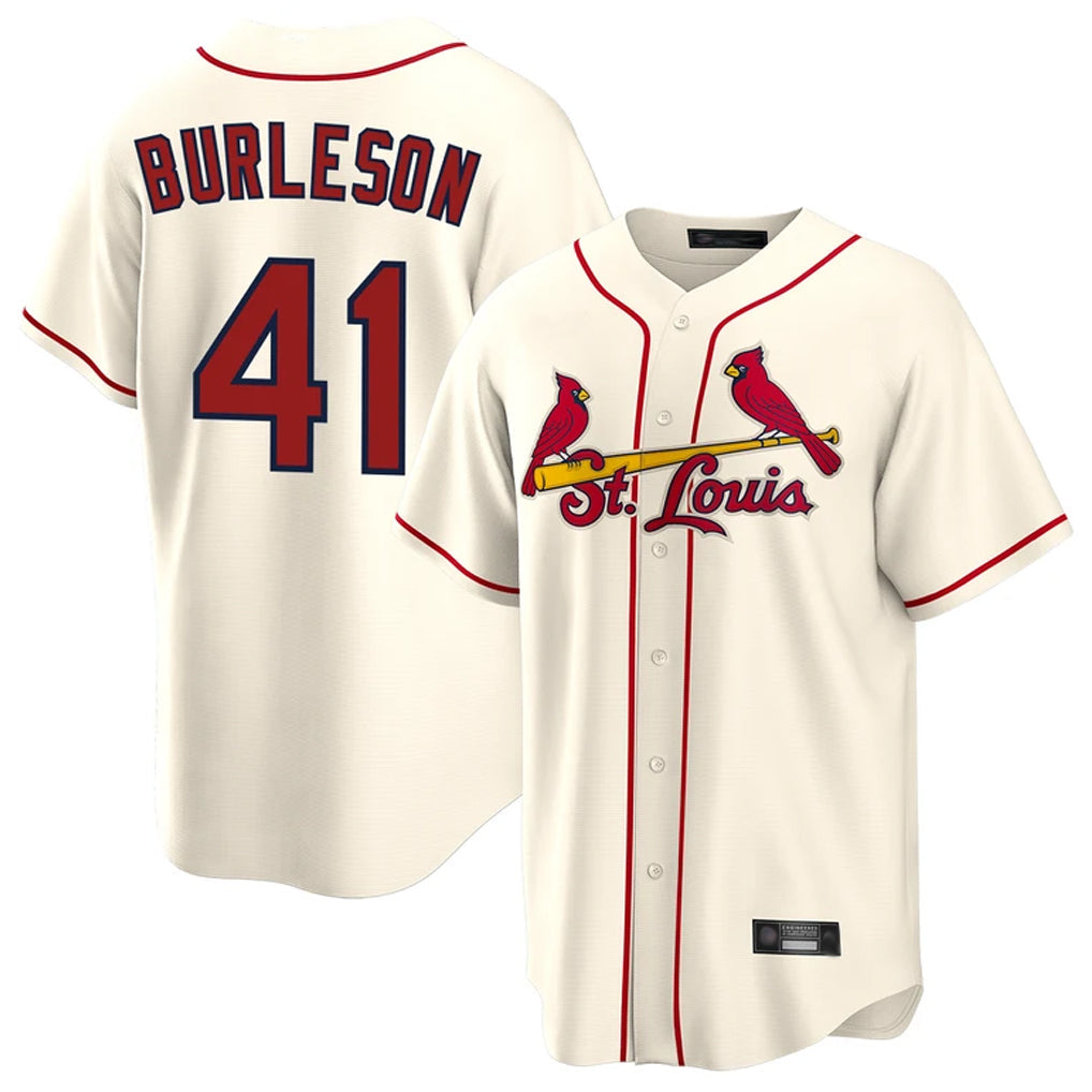 Punc St. Louis Cardinals #41 Alec Burlesona Player Cream Home Game Stitched Jerseys