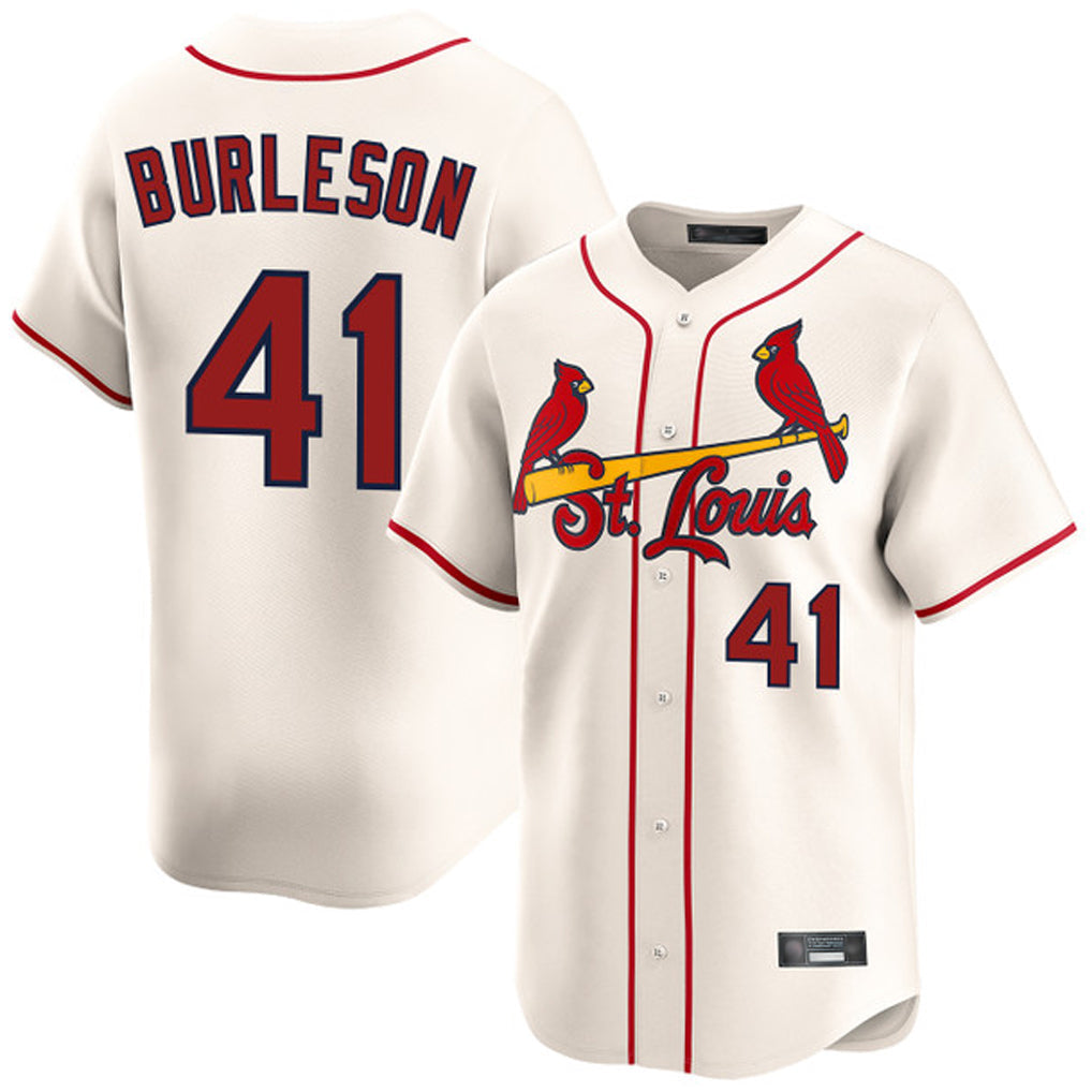 Punc St. Louis Cardinals #41 Alec Burlesona Player Cream Home Limited Stitched Jerseys