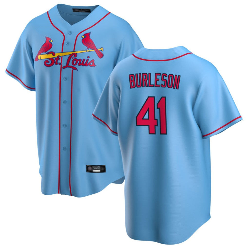 Punc St. Louis Cardinals #41 Alec Burlesona Player Light Blue Home Game Stitched Jerseys