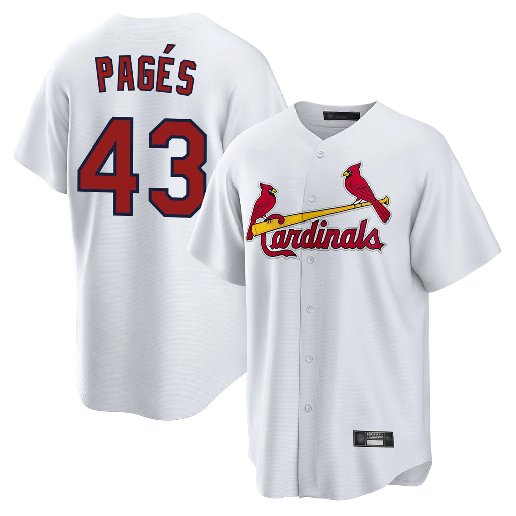 Punc St. Louis Cardinals #43 Pedro Pages Player White Home Game Stitched Jerseys