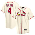 Punc St. Louis Cardinals #4 Yadier Molina Player Cream Home Game Stitched Jerseys