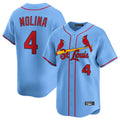 Punc St. Louis Cardinals #4 Yadier Molina Player Light Blue Home Limited Stitched Jerseys