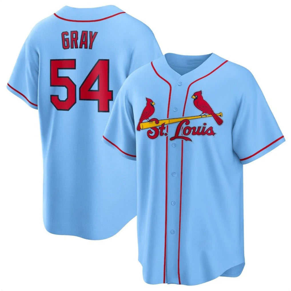 Punc St. Louis Cardinals #54 Sonny Gray Player Light Blue Home Game Stitched Jerseys