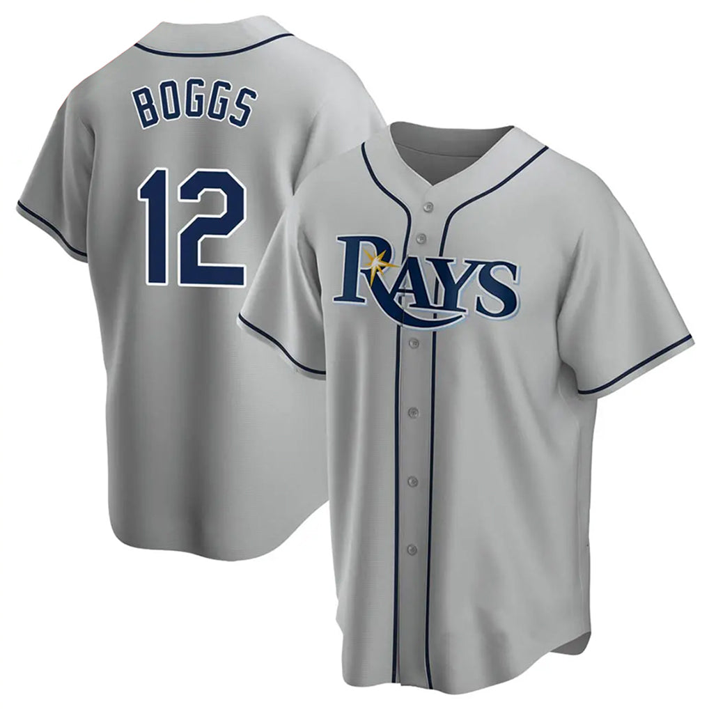 Punc TB.Rays #12 Wade Boggs Player Gray Home Game Stitched Jerseys