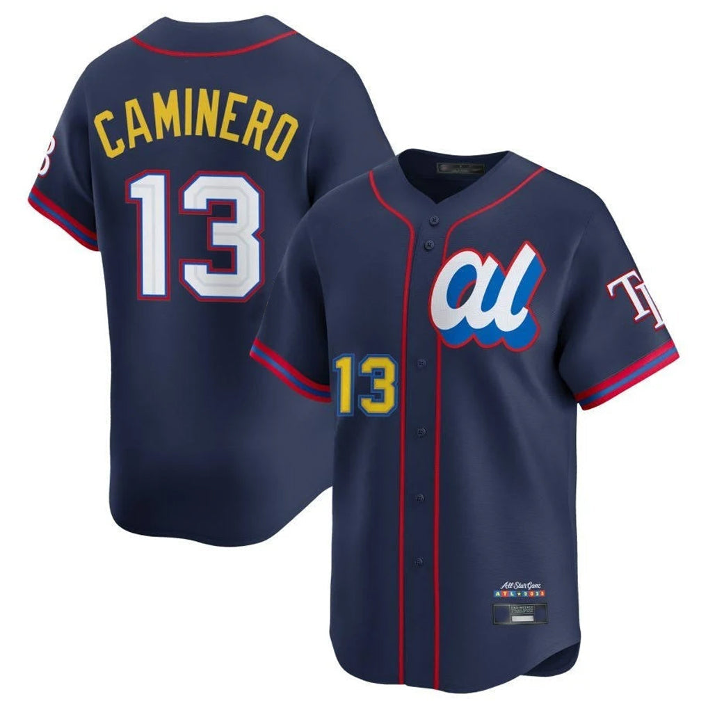 Punc TB.Rays #13 Junior Caminero Player Navy All-star Limited Stitched Jersey