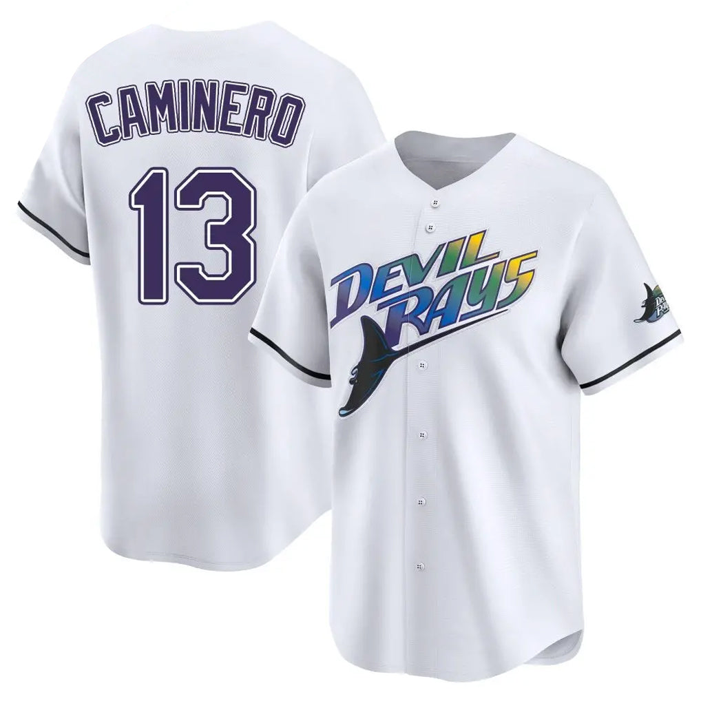 Punc TB.Rays #13 Junior Caminero Player White City Connect Home Stitched Jerseys