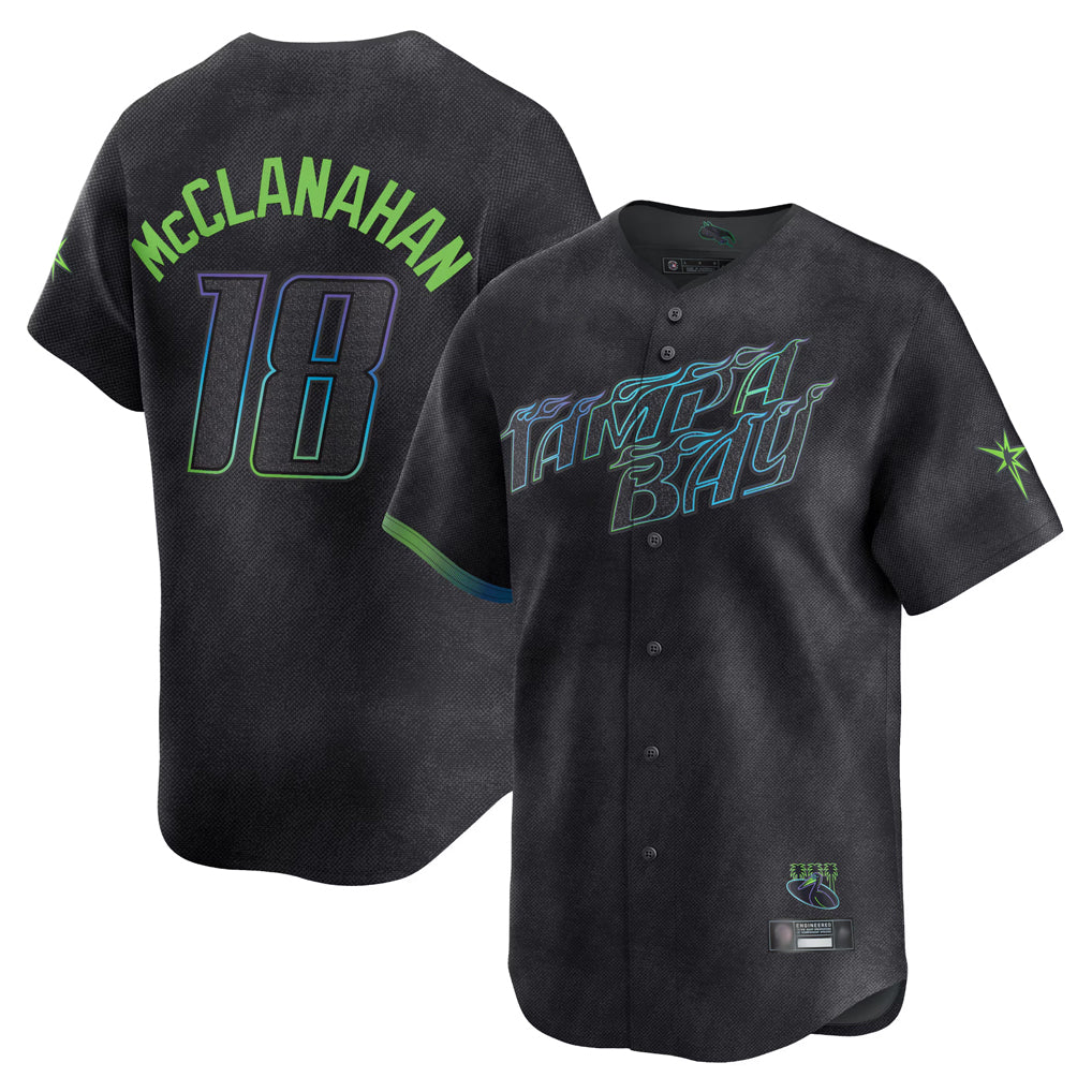 Punc TB.Rays #18 Shane McClanahan Player Black City Connect Home Limited Stitched Jerseys