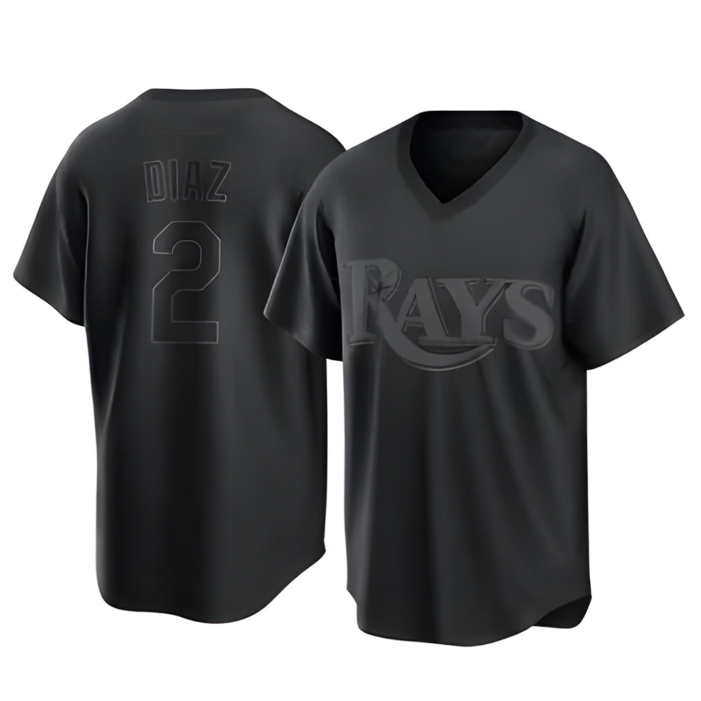 Punc TB.Rays #2 Yandy Diaz Player Black Home Game Stitched Jerseys