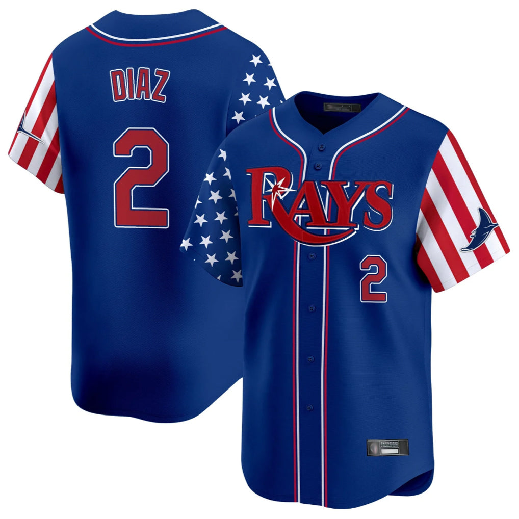Punc TB.Rays #2 Yandy Diaz Player Royal 2025 Independence Day Vapor Premier Limited Stitched Jerseys
