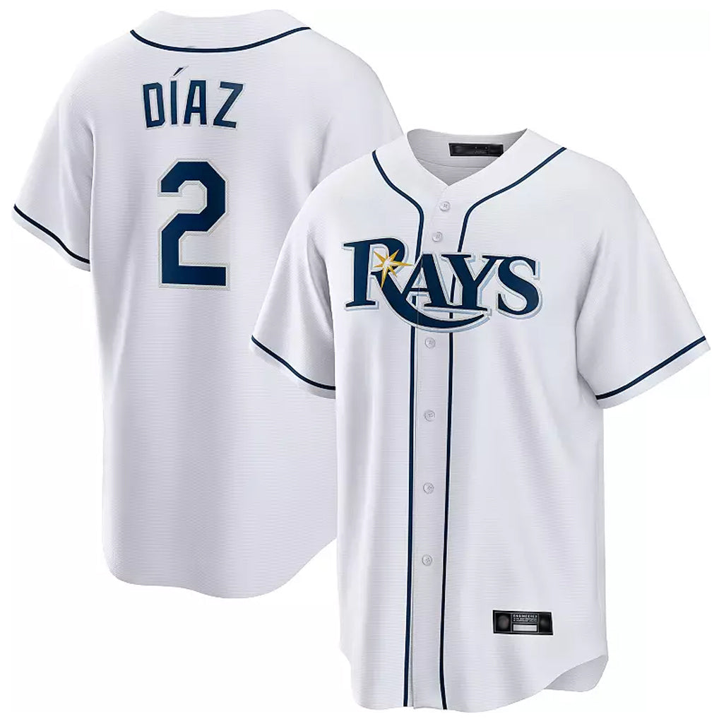Punc TB.Rays #2 Yandy Diaz Player White Home Game Stitched Jerseys