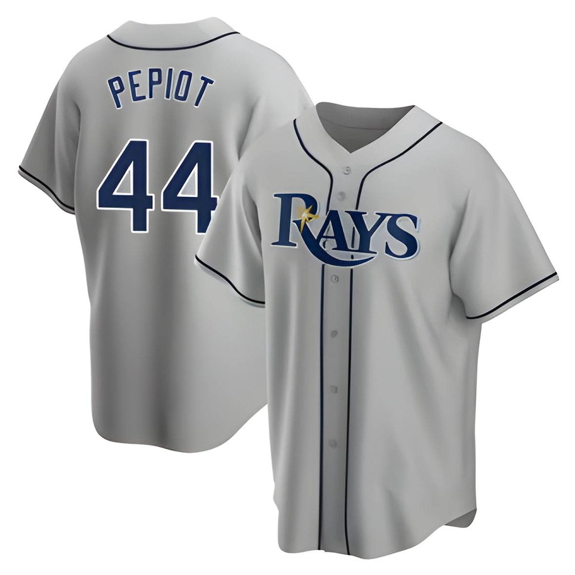 Punc TB.Rays #44 Ryan Pepiot Player Gray Home Game Stitched Jerseys