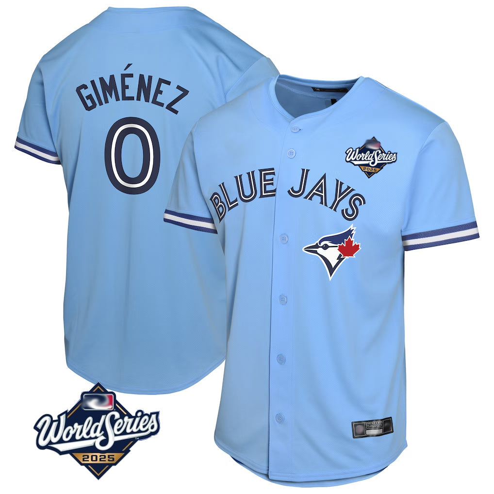 Punc T.Blue Jays #0 Andres Gimenez Player Blue 2025 World Series Game Stitched Jerseys