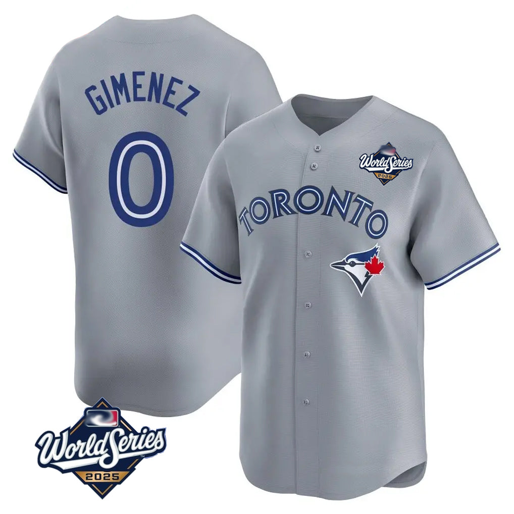 Punc T.Blue Jays #0 Andres Gimenez Player Gray 2025 World Series Game Stitched Jerseys