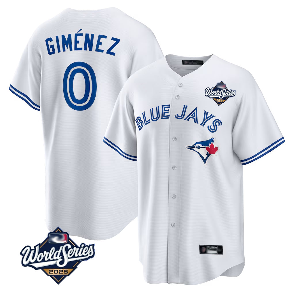 Punc T.Blue Jays #0 Andres Gimenez Player White 2025 World Series Game Stitched Jerseys
