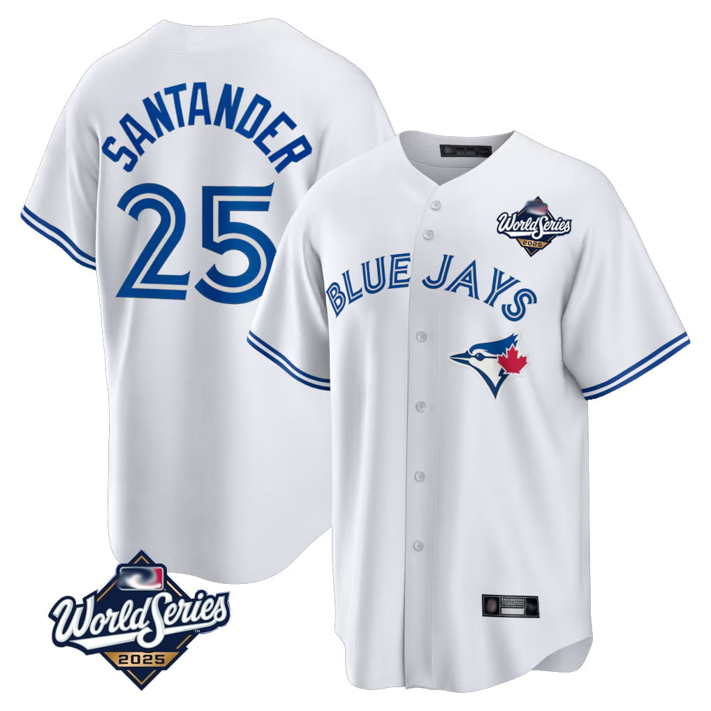 Punc T.Blue Jays #25 Anthony Santander Player White 2025 World Series Game Stitched Jerseys