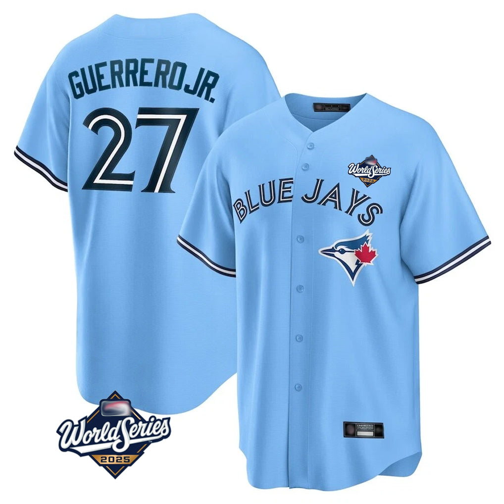 Punc T.Blue Jays #27 Vladimir Guerrero Jr Player Light Blue 2025 World Series Game Stitched Jersey