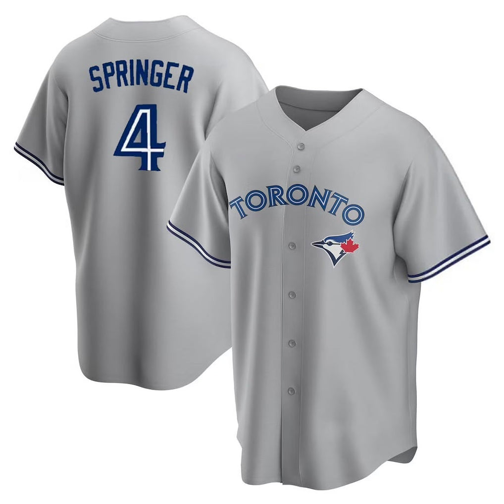 Punc T.Blue Jays #4 George Springer Player Gray Home Game Stitched Jerseys