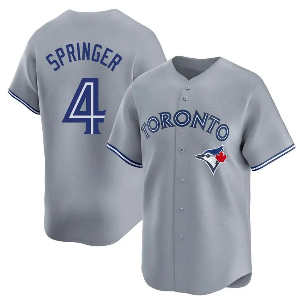 Punc T.Blue Jays #4 George Springer Player Gray Home Limited Stitched Jerseys