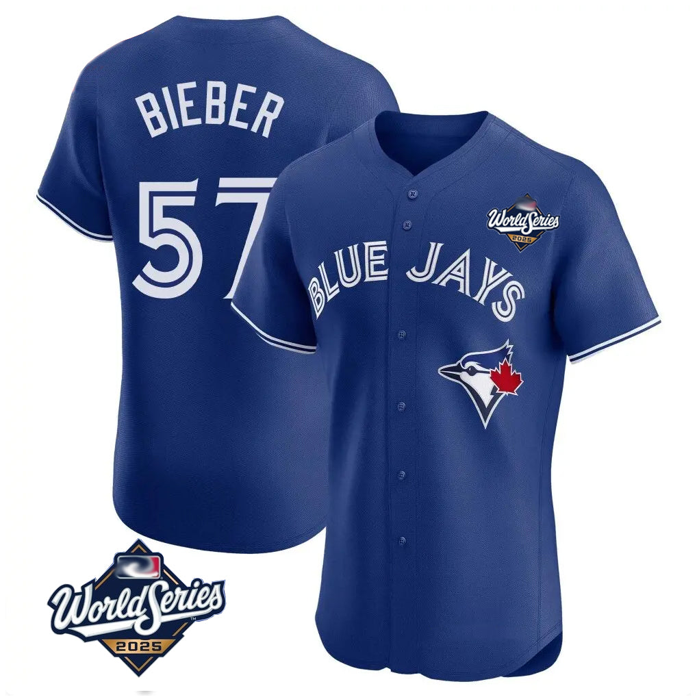 Punc T.Blue Jays #57 Shane Bieber Player Royal 2025 World Series Elite All Stitched Jerseys