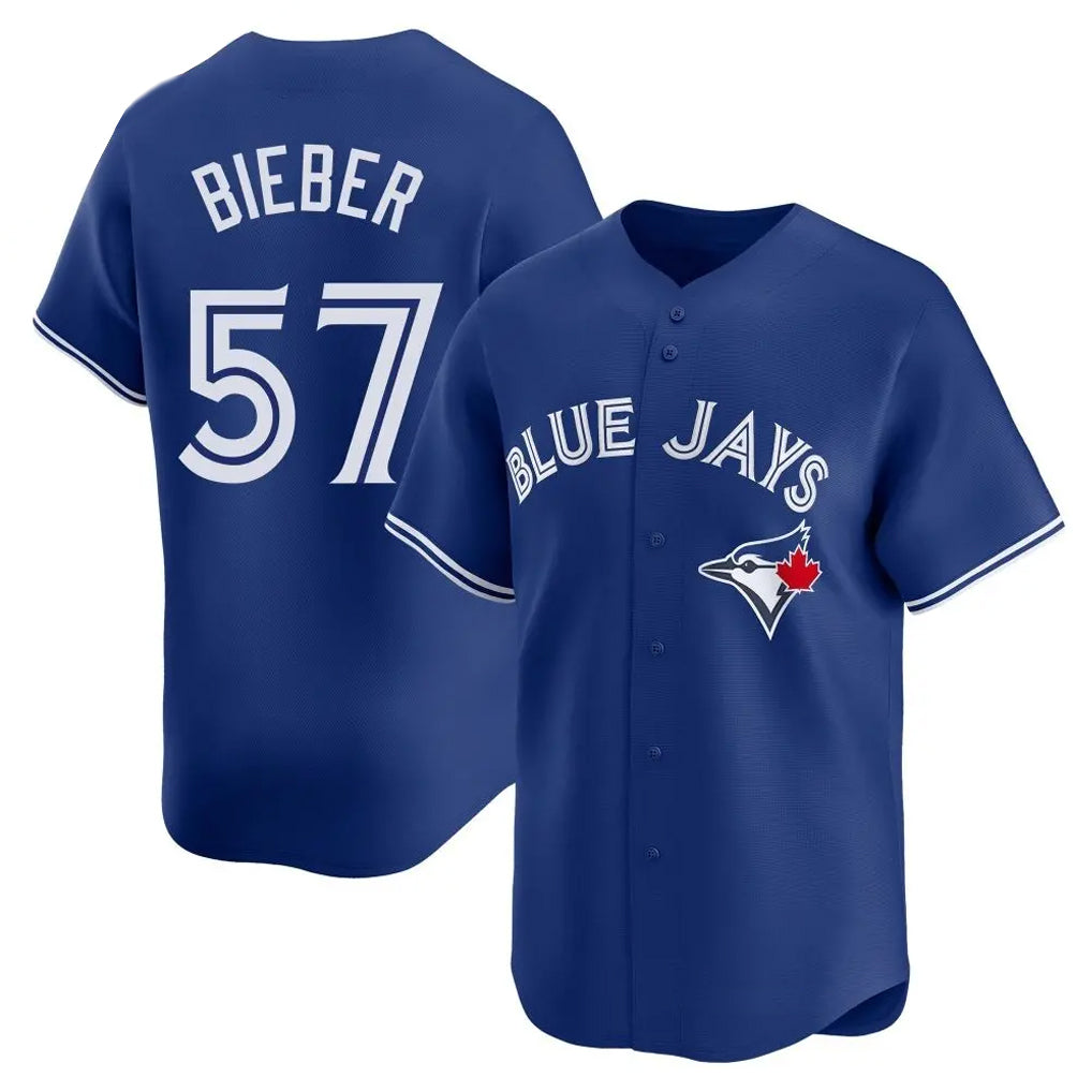 Punc T.Blue Jays #57 Shane Bieber Player Royal Home Stitched Jerseys