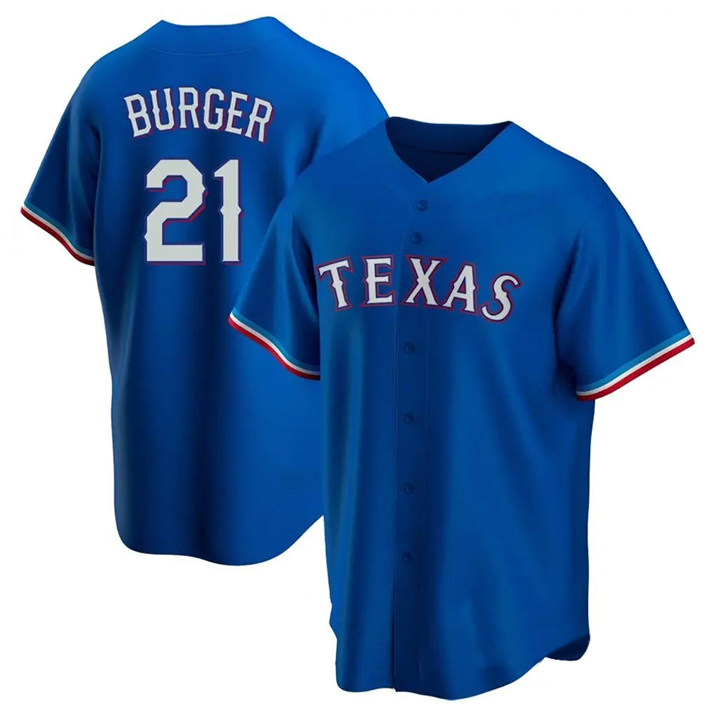 Punc T.Rangers #21 Jake Burger Player Royal Home Replica Game Stitched Jerseys