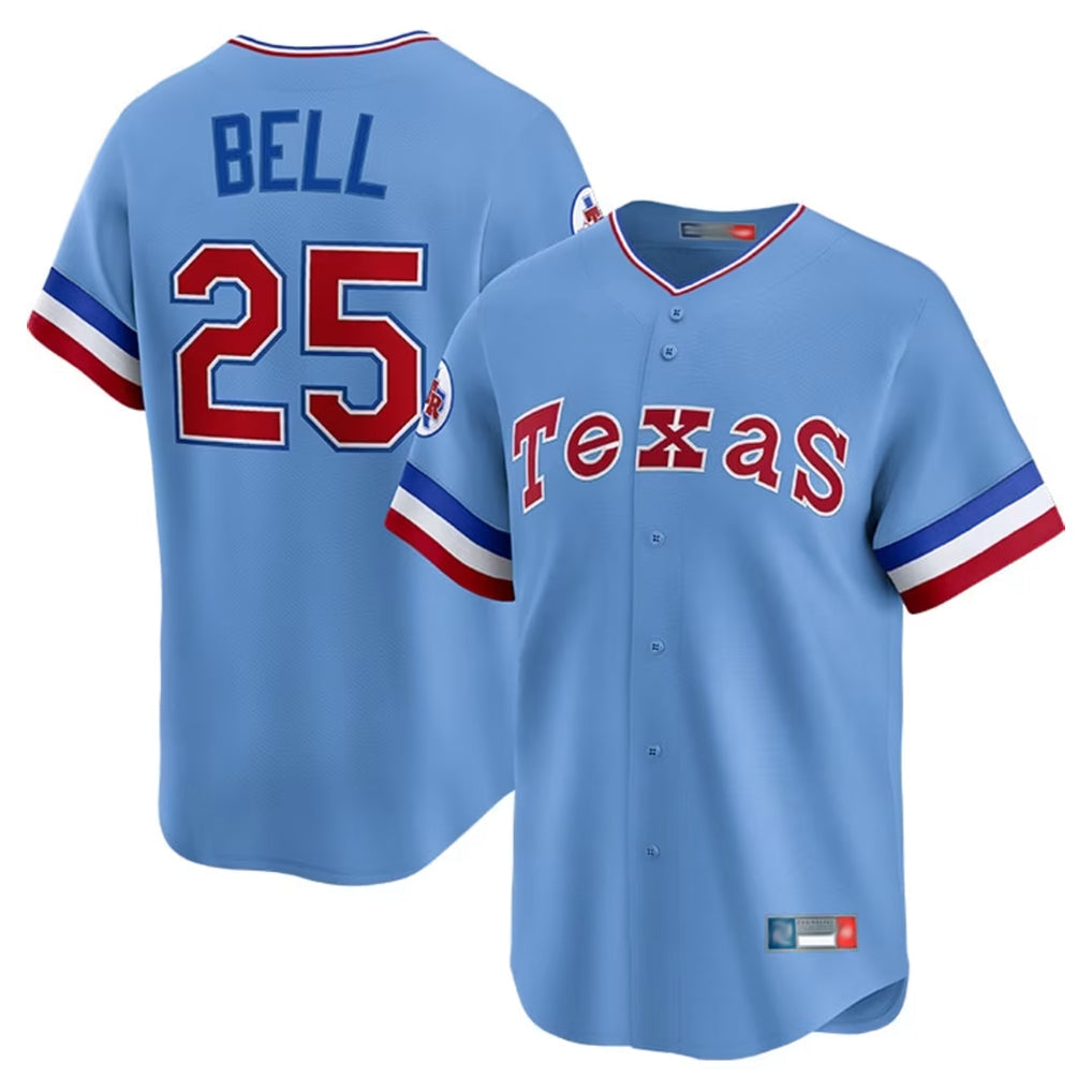 Punc T.Rangers #25 Buddy Bell Player Blue Home City Connect Limited Stitched Jerseys