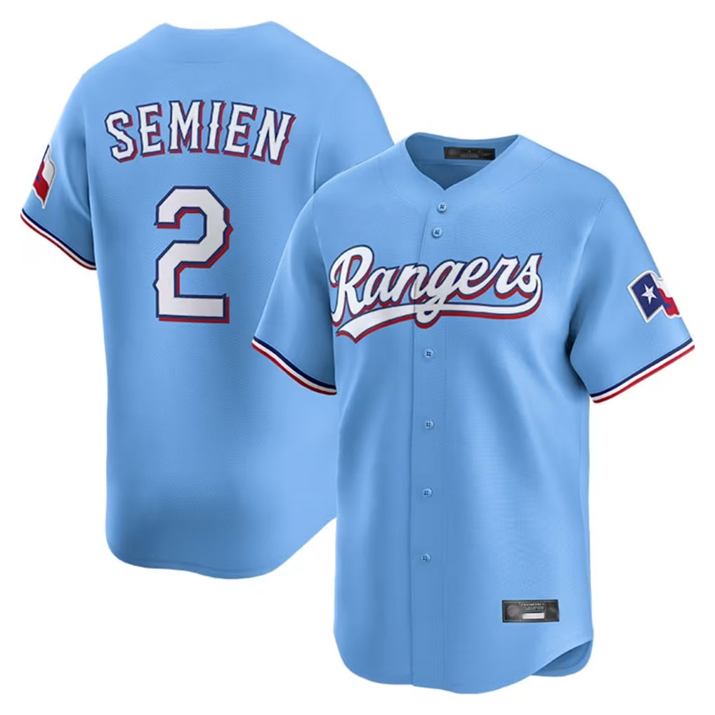 Punc T.Rangers #2 Marcus Semien Player Light Blue Limited Home Stitched Jerseys