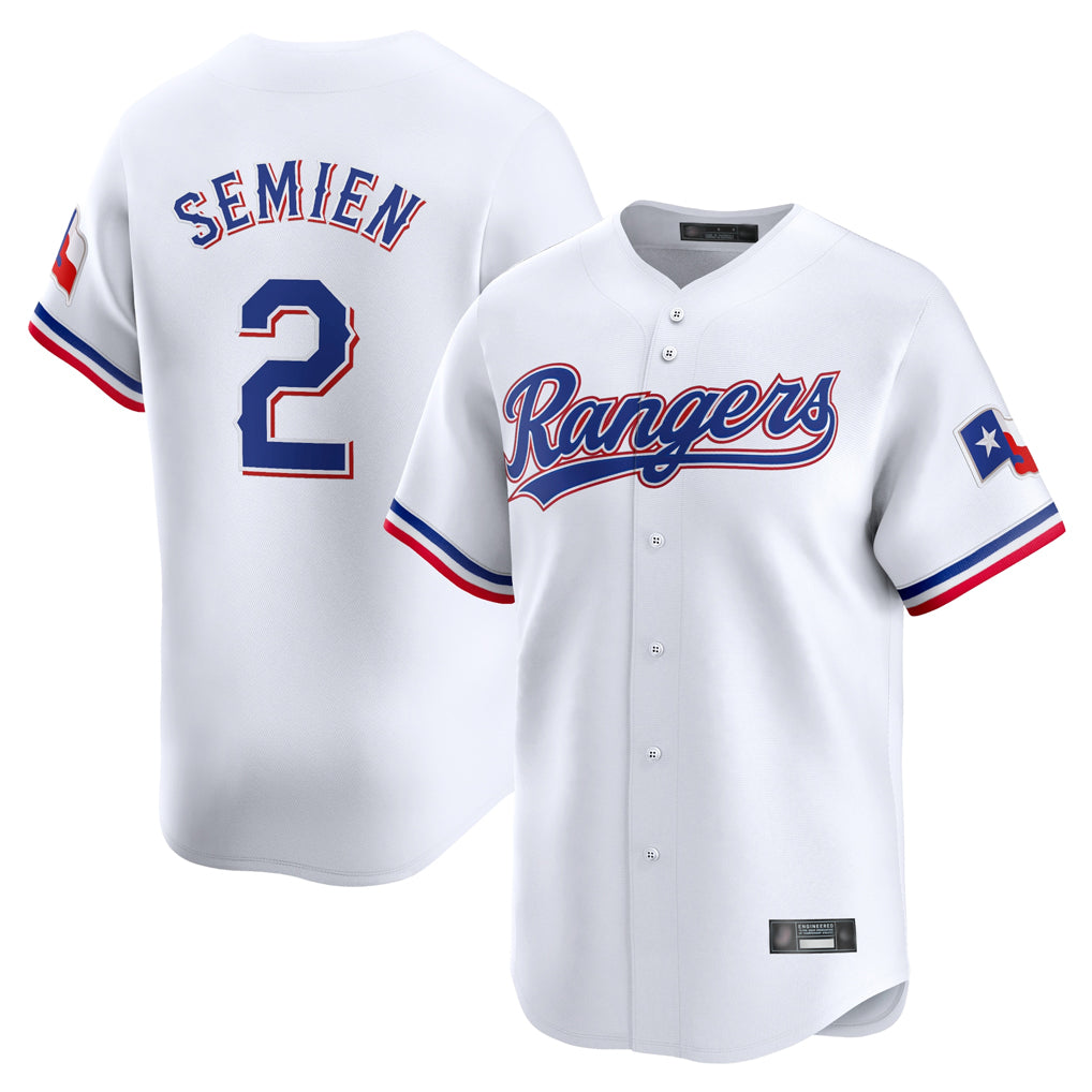 Punc T.Rangers #2 Marcus Semien Player White Home Limited Stitched Jerseys