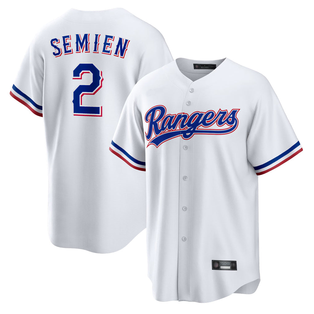 Punc T.Rangers #2 Marcus Semien Player White Replica Game Stitched Jerseys