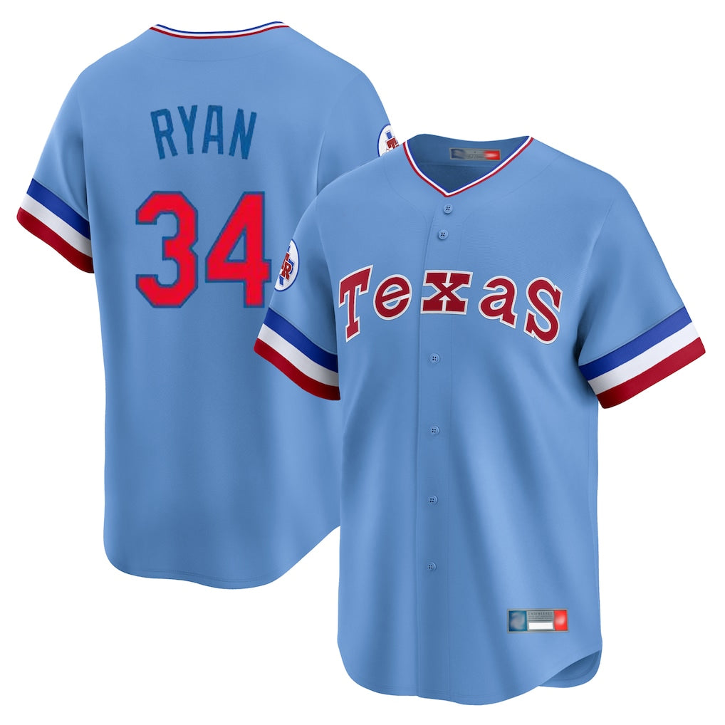 Punc T.Rangers #34 Nolan Ryan Player Light Blue Cooperstown Collection Limited Stitched Jerseys