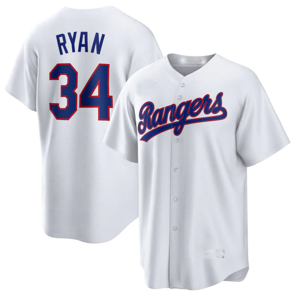 Punc T.Rangers #34 Nolan Ryan Player White Home Game Stitched Jerseys