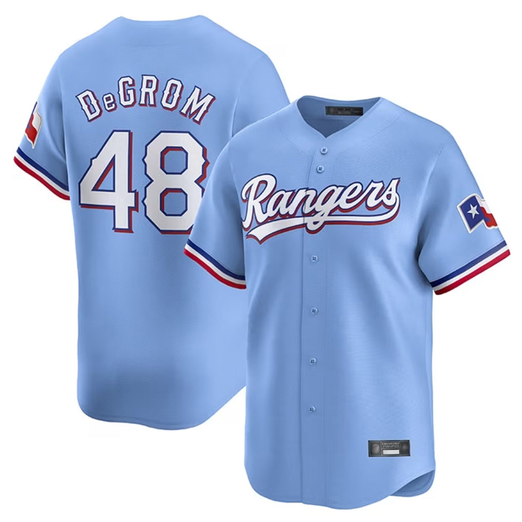 Punc T.Rangers #48 Jacob deGrom Player Light Blue Home Limited Stitched Jerseys