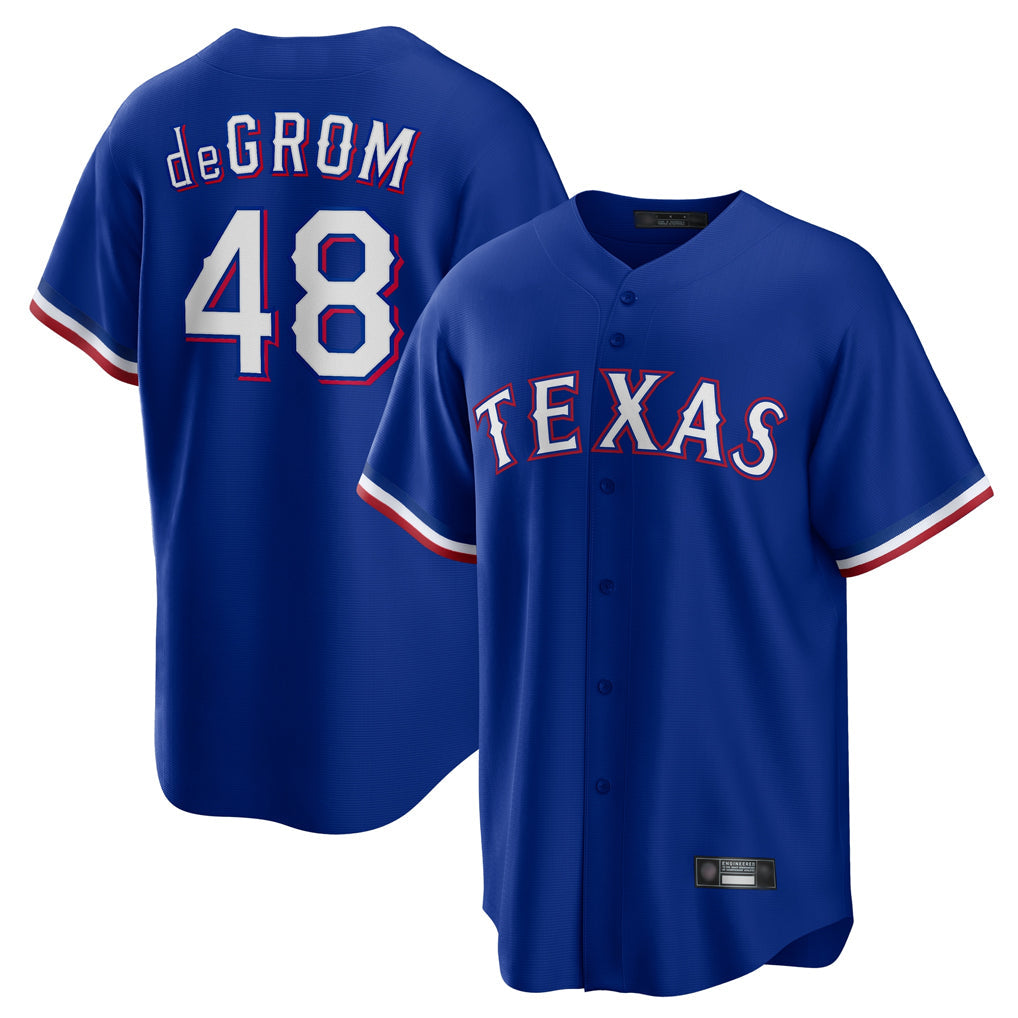 Punc T.Rangers #48 Jacob deGrom Player Royal Home Game Stitched Jerseys