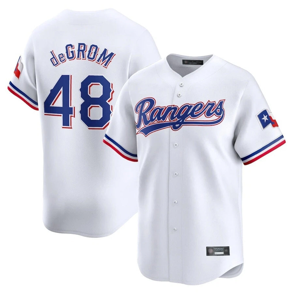Punc T.Rangers #48 Jacob deGrom Player White Home Limited Stitched Jerseys