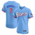 Punc T.Rangers #7 Ivan Rodriguez Player Light Blue Limited Home Elite Stitched Jerseys