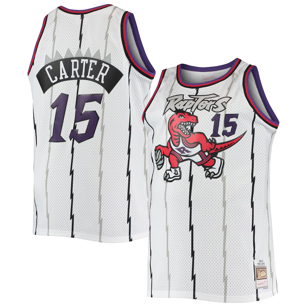 Punc T.Raptors #15 Vince Carter Mitchell & Ness White 1998-99 Big & Tall Hardwood Classics Swingman Jerseys