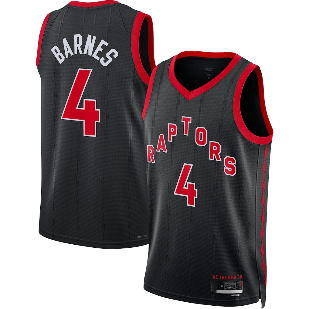 Punc T.Raptors #4 Scottie Barnes Black Swingman Jerseys - Statement Edition