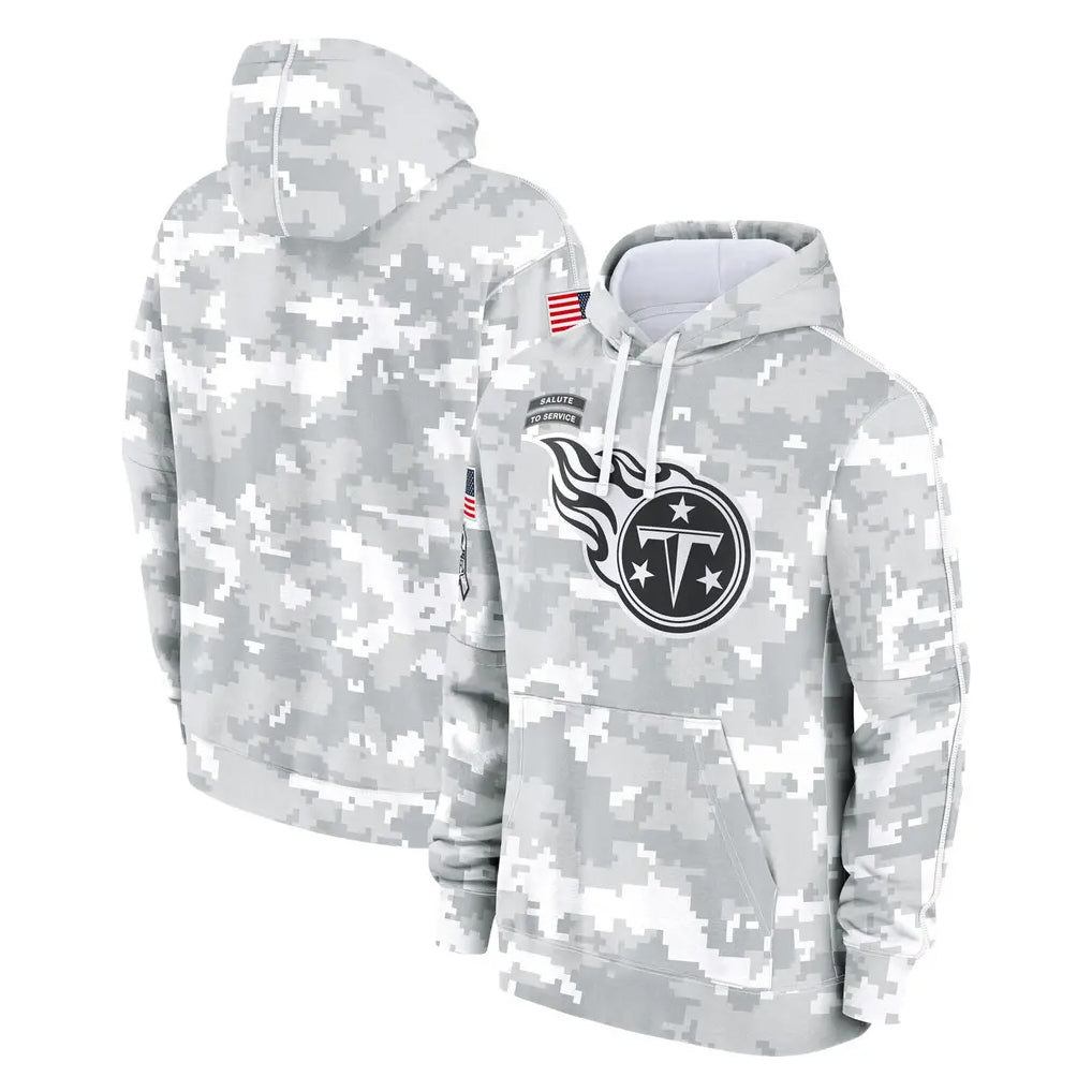 Punc T.Titans Camo Arctic Salute to Service Pullover Hoodies Home Game Blank Player Stitched Jerseys