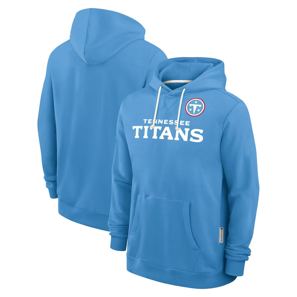 Punc T.Titans Light Blue LOGO Pullover Hoodies Home Game Blank Player Stitched Jerseys