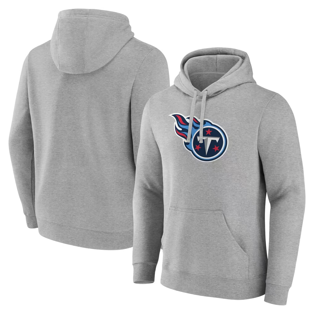 Punc T.Titans Light Gray LOGO Pullover Hoodies Home Game Blank Player Stitched Jerseys