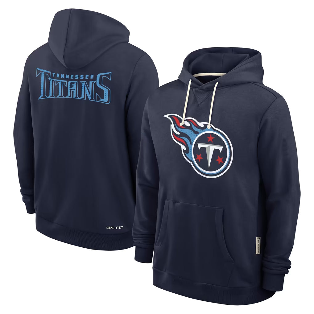 Punc T.Titans Navy LOGO Pullover Hoodies Home Game Blank Player Stitched Jerseys