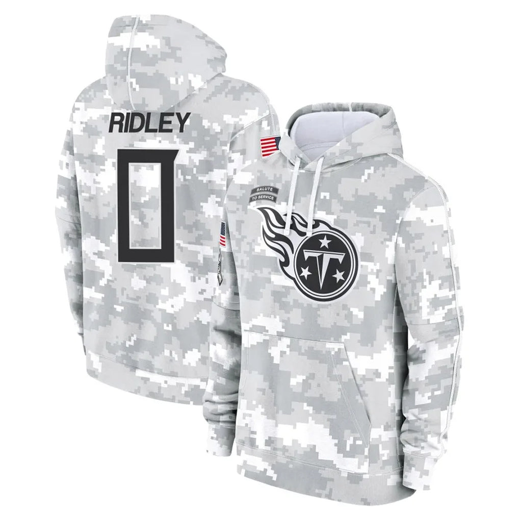 Punc T.Titans #0 Calvin Ridley Player Camo Arctic Salute to Service Pullover Hoodies Home Game Stitched Jerseys
