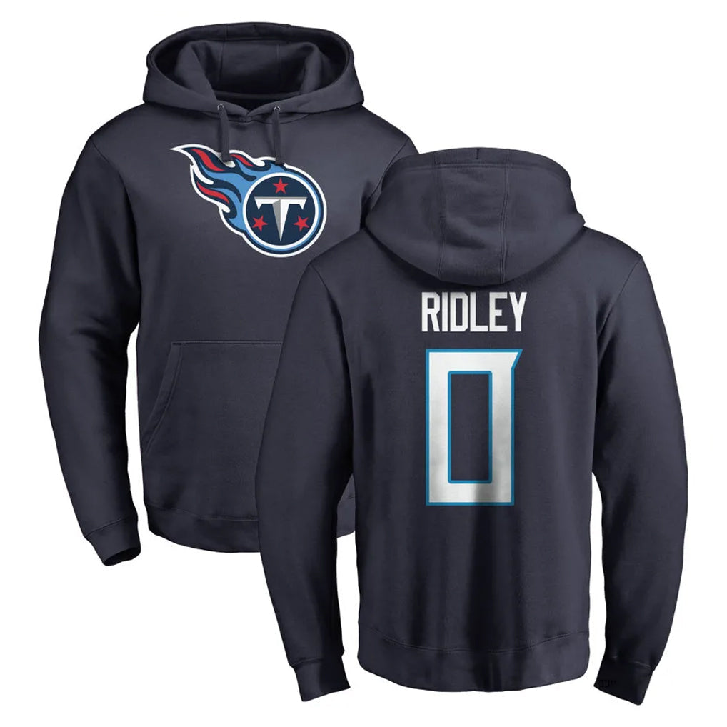 Punc T.Titans #0 Calvin Ridley Player Navy Logo Pullover Hoodies Home Game Stitched Jerseys