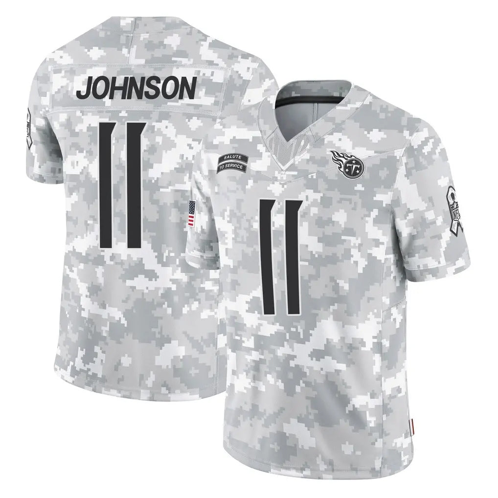 Punc T.Titans #11 Jermaine Johnson II Player Arctic Camo Limited Salute to Service Home Game Stitched Jerseys