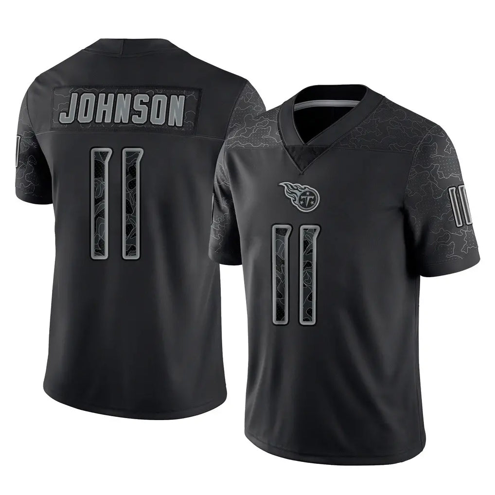 Punc T.Titans #11 Jermaine Johnson II Player Black Limited Reflective Home Game Stitched Jerseys