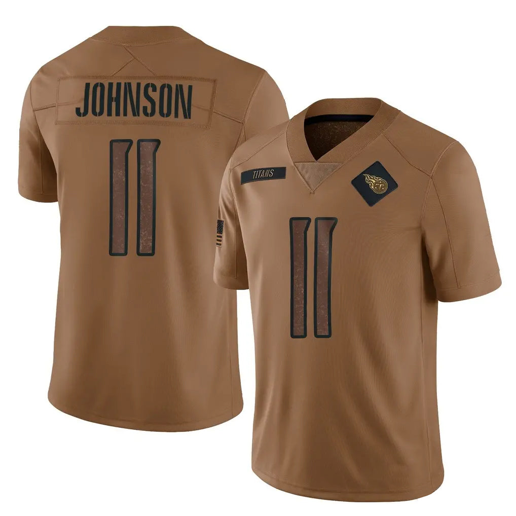 Punc T.Titans #11 Jermaine Johnson II Player Brown Limited Salute to Service Home Game Stitched Jerseys